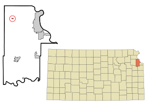 Location within Leavenworth County and Kansas
