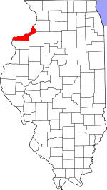 Map of Illinois highlighting Rock Island County