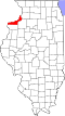 State map highlighting Rock Island County