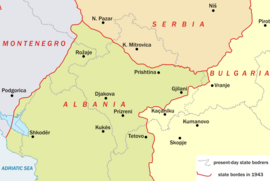 Map of Kosovo during WW II