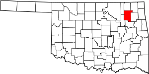 Map of Oklahoma highlighting Rogers County