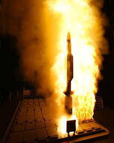 Night launch of a RIM-161 Standard SM-3