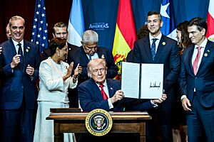 P20260307MR-0597 President Donald J. Trump delivers remarks during the Shield of the Americas summit