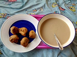 Porridge and bean balls