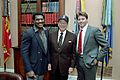President Ronald Reagan posing with Roger Clemens and Don Baylor