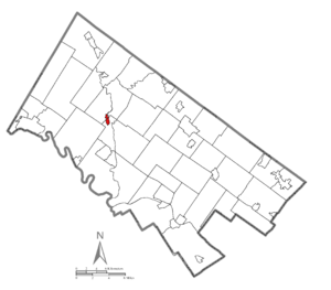 Location of Schwenksville in Montgomery County, Pennsylvania.