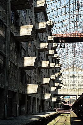 Sunlit balconies of the Brooklyn Army Terminal