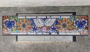 Sutton Mosaic Memorial Bench from above