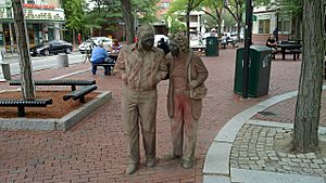 Ten Figures statues in Davis Square, August 2010