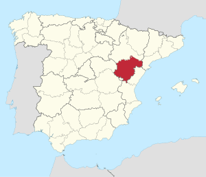 Map of Spain with Teruel Province highlighted