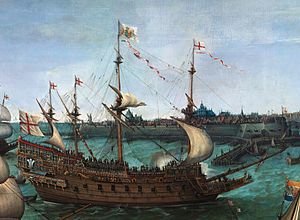The English warship Prince Royal arriving at Vlissingen in 1613.jpg