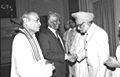The Mauritius Prime Minister, Mr. Anerood Jugannath greeting the Union Finance Minister Dr. Manmohan Singh at the dinner hosted in the former's honour, by Prime Minister Shri P. V. Narasimha New Delhi on July 24, 1991