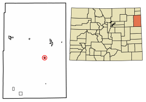 Location of the Vernon CDP in Yuma County, Colorado.
