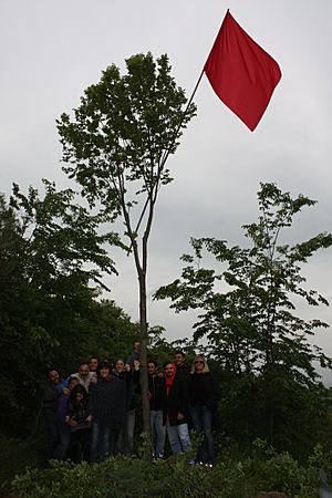 "Red" maypole at Appignano del Tronto (AP) - Italy