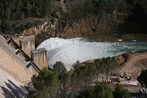 Alarcón Dam, at the head of the reservoir.