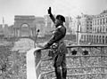 Benito Mussolini saluting crowd 