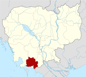 Map of Cambodia highlighting Kampot