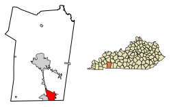 Location of Oak Grove in Christian County, Kentucky
