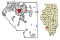 Clair County Illinois Incorporated and Unincorporated areas Swansea Highlighted