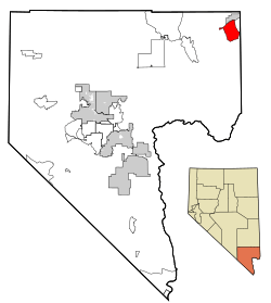 Location of Bunkerville in Clark County, Nevada