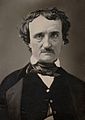 Edgar Allan Poe, circa 1849, restored, squared off