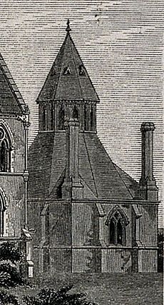 Engraving of the Abbot's Kitchen, Oxford (1855)