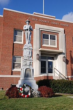 Floyd County Courthouse and Confederate statue