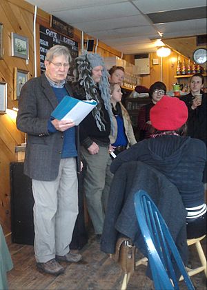 Reading poetry at Beatnik PartyGrindstone Cafe, Lyndonville, VermontMarch 16, 2013