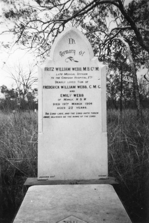 Headstone of Fritz William Webb in Croydon Cemetery, Queensland
