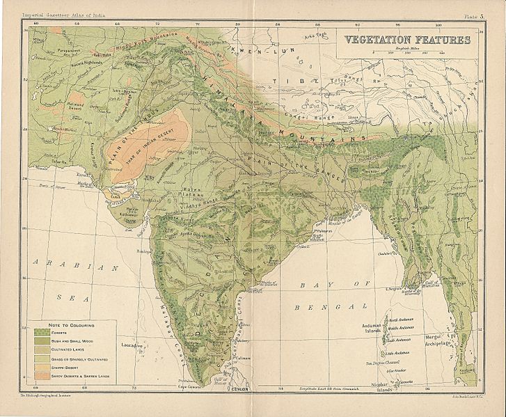 India Vegetation Features IGI 1909 Atlas