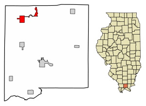 Location of Goreville in Johnson County, Illinois.