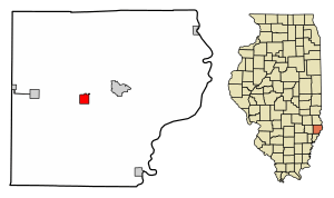 Location of Bridgeport in Lawrence County, Illinois.