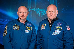 Mark and Scott Kelly at the Johnson Space Center, Houston Texas