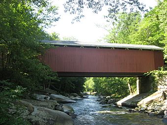 McConnell's Mill Covered Bridge northern side in sunlight.jpg