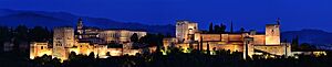 Night view of Alhambra, Granada from Mirador de San Nicolas