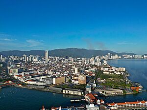 Panorama of George Town from the air, Dec 2023