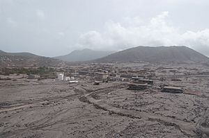 Plymouth in 2006, following the 1997 eruptions which buried most of the town in ash
