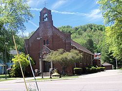 Saint Adalbert Roman Catholic Church on the corner of State Routes 150 and 152