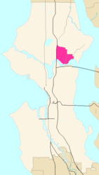 Map of the University District's location in Seattle