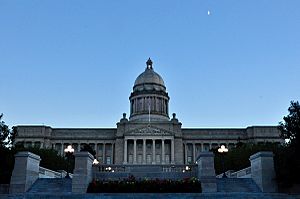 The north facade of the Kentucky State Capitol building located in Frankfort, Kentucky. Photographed by Tedd Liggett on September 15, 2018