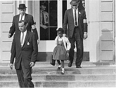 US Marshals with Young Ruby Bridges on School Steps