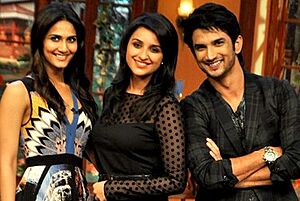 Vaani Kapoor, Parineeti Chopra and Sushant Singh Rajput promoting SHUDDH DESI ROMANCE on the sets of COMEDY WITH KAPIL