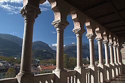 10 2014 Trento-Castello Buonconsiglio-panorama Loggia veneziana gotica-Col Castion, Doss Trento, Mausoleo Cesare Battisti, Monte Soprasasso, Monte Terlago-ITALY- K-5 II -Tamron AF 17-50mm F2.8-photo Paolo Villa