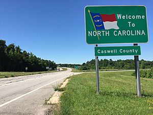 2017-06-26 10 29 04 View south along U.S. Route 29 Business (Main Street) entering Caswell County, North Carolina from Danville, Virginia