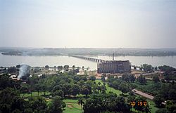 View of Bamako and Bamako Bridge.