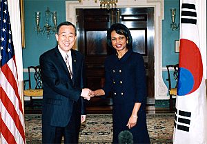Ban Ki-moon and Condoleezza Rice