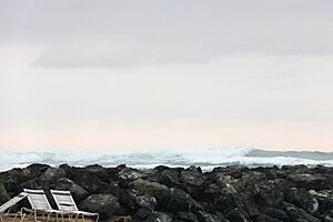 Beach chairs on a beach in Dorado, Puerto Rico