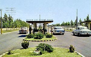 Biggs AFB front gate postcard - late 1950s