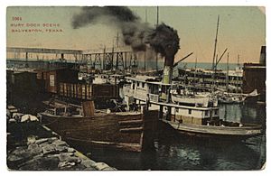Busy Dock Scene, Galveston, Texas, c.1912