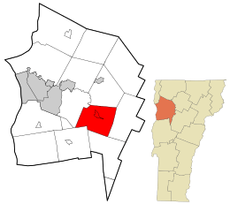 Location in Chittenden County and the state of Vermont